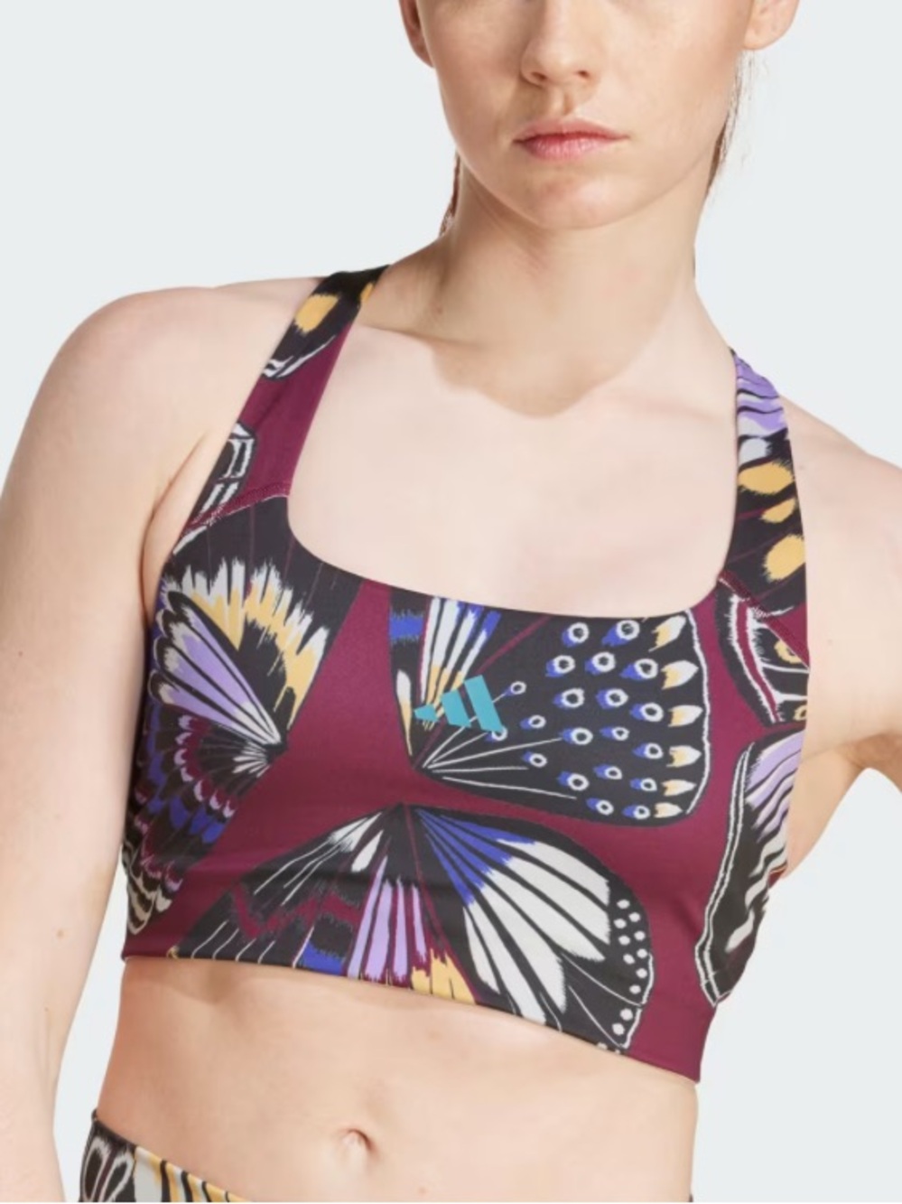 FARM Rio x Adidas Medium Support Sports Bra in Amazon Red, Size S A-B